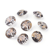 Pointed Back & Back Plated Glass Rhinestone Cabochons, Grade A, Faceted, Flat Round, Black Patina, 8x4.5mm(RGLA-J012-8mm-001BP)