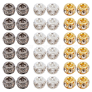 60Pcs 3 Colors Brass Spacer Beads, with Crystal Rhinestone, Rondelle, Mixed Color, 8mm, Hole: 2mm, 20pcs/color(KK-SC0003-98)