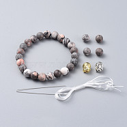Stretch Bracelets, with Natural Zebra Jasper Beads, Buddha Head Alloy Beads and Elastic Fibre Wire, 2 inch(5cm)(BJEW-JB04765-01)