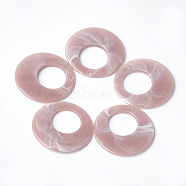 Acrylic Pendants, Imitation Gemstone Style, Flat Round, Rosy Brown, 47x5mm, Hole: 2mm, about 100pcs/500g(OACR-T007-05B)