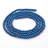 Glass Pearl Beads Strands, Pearlized, Round, Steel Blue, 3~4mm, Hole: 1mm, about 190~200200pcs/strand, 25.59 inch(65cm)(HY-3D-B72)