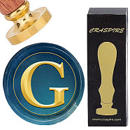 Brass Wax Seal Stamp with Rosewood Handle, for DIY Scrapbooking, Letter G, 25mm(AJEW-WH0412-0302)