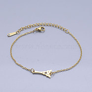 201 Stainless Steel Link Bracelets, with Lobster Claw Clasps, Eiffel Tower, Golden, 6-3/4 inch(17.2cm)(BJEW-T011-JN508-2)