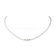 Glass Beads with Pearl Necklaces, White, 18.07 inch(45.9cm)(NJEW-JN04682-02)