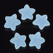 Resin Cabochons, Star, Light Sky Blue, 17~18.5x17.5~19x9~10mm(CRES-N019-05A)