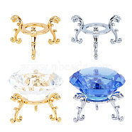 Iron Tray Pedestal, for Crystal Ball, Golden & Silver, 7.1x4.1cm, Tray: 2.6mm, 2 colors, 2pcs/color, 4pcs/set(IFIN-GA0001-24)