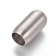 304 Stainless Steel Magnetic Clasps with Glue-in Ends, Matte, Column, Stainless Steel Color, 25x14mm, Hole: 10.5mm(STAS-G203-02P-B)