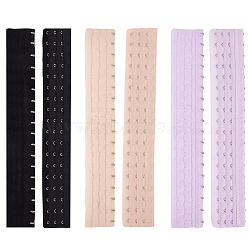 6Pcs 3 Colors Polyester Women's 3 Rows x 18 Hooks Longline Corset Bra Extender, for Bustiers Shapewear Waist Cincher, with Stainless Steel Rings & Hooks, Mixed Color, 350x50x3.5mm, Hole: 3.5mm, 2pcs/color(FIND-BC0004-22)