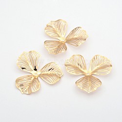 3-Petal Flower Rack Plating Iron Bead Caps, Light Gold, 46x47x0.3mm, Hole: 2mm(X-IFIN-D071)