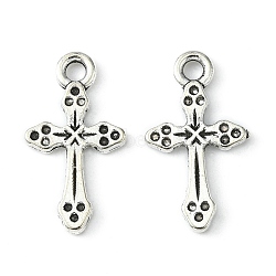 Alloy Pendants, Lead Free and Cadmium Free, Cross, Antique Silver, about 19mm long, 10.5mm wide, 2mm thick, hole: 2mm(EA9080Y)