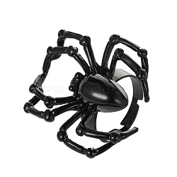 Alloy Spider Adjustable Ring for Halloween, Electrophoresis Black, Inner Diameter: 17.5~21mm(X-RJEW-O048-01EB)