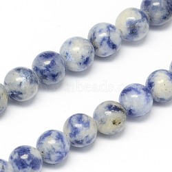 Natural Blue Spot Jasper Bead Strands, Round, 4mm, Hole: 0.5mm, about 104pcs/strand, 15.7 inch(G-R193-15-4mm)