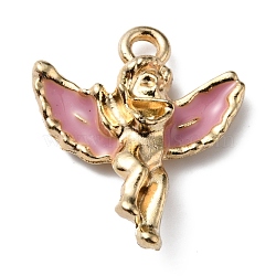 Alloy Enamel Pendants, Angel, Flamingo, 18.5x16x4mm, Hole: 1.8mm(ENAM-CJC0006-24A)