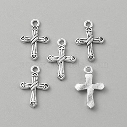 Tibetan Style Alloy Pendants, Cross Charm, Antique Silver, 21x14x2.5mm, Hole: 1.8mm(FIND-CJC0001-13AS)