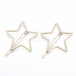Alloy Hollow Geometric Hair Pin, Ponytail Holder Statement, Hair Accessories for Women, Cadmium Free & Lead Free, Star, Golden, 50x53mm, Clip: 64mm long(X-PHAR-N005-014G)