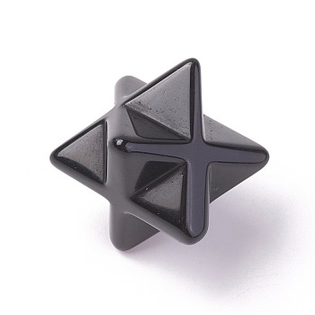 Natural Obsidian Beads, No Hole/Undrilled, Merkaba Star, 28x23.5x17.5mm