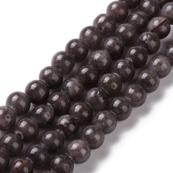 Natural Mashan Jade Beads Strands, Dyed, Round, Gray, 6mm, Hole: 1mm, about 66pcs/strand, 16 inch