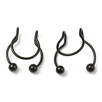 304 Stainless Steel Clip on Nose Rings, Wire Wrap No Piercing Nose Rings, Electrophoresis Black, 15x13x4.5mm