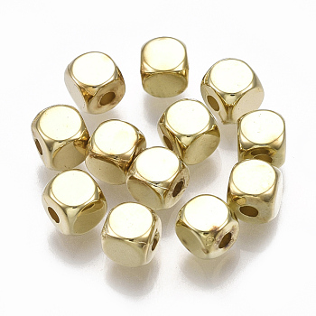CCB Plastic Beads, Cube, Golden, 4x4x4mm, Hole: 1mm, about 7400pcs/500g