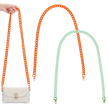 WADORN 2Pcs 2 Colors Acrylic Curban Chain Bag Straps, with Alloy Swivel Clasp & Spring Gate Rings, for Bag Handle Replacement Accessories, Mixed Color, 127cm, 1pc/color