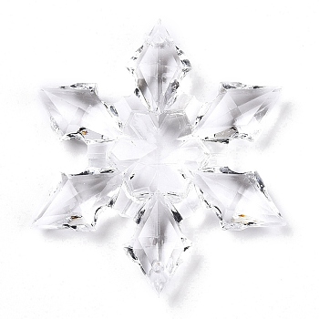 Transparent Acrylic Connector Charms, Snowflake, Clear, 64.5~65x56x9mm, Hole: 2mm, about 43pcs/500g