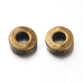 Tibetan Style Alloy Beads, Lead Free and Cadmium Free and Nickel Free, Donut, Antique Bronze, 6x2mm, Hole: 2.5mm.