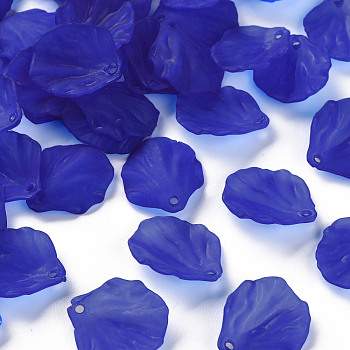 Transparent Frosted Acrylic Pendants, Petaline, Royal Blue, 19.5x16.5x4mm, Hole: 1.5mm