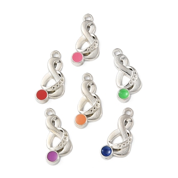 CCB Plastic Enamel Pendants, Platinum, Musical Note Charms, Mixed Color, 32.5x16x4mm, Hole: 2.5mm
