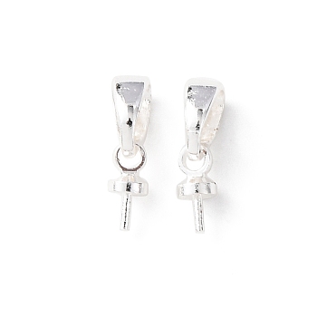 Brass Pendant Bails, Rack Plating, Long-Lasting Plated, Cadmium Free & Lead Free, 925 Sterling Silver Plated, 6.5x2.5mm, Hole: 4.5x2mm
