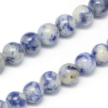 Natural Blue Spot Jasper Bead Strands, Round, 4mm, Hole: 0.5mm, about 104pcs/strand, 15.7 inch