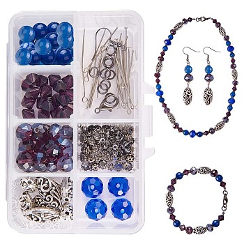 SUNNYCLUE DIY Necklaces Making, with Handmade Glass Pearl and Zinc Alloy Lobster Claw Clasps, Alloy Filigree Beads, Glass Beads and Iron Bead Tips Knot Covers, Mixed Color, 11x7x3cm