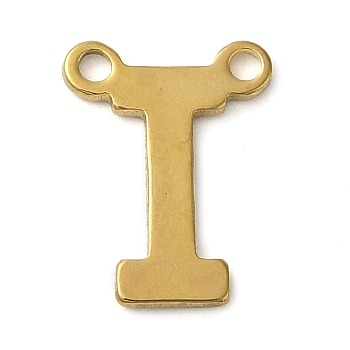 304 Stainless Steel Charms, Real 18K Gold Plated, Letter Charm, Letter I, 10x8x1mm, Hole: 1mm