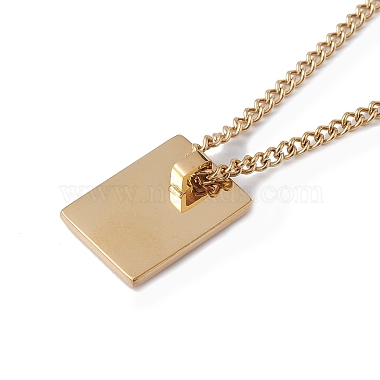 Titanium Steel Initial Letter Rectangle Pendant Necklace for Men Women(NJEW-E090-01G-09)-3