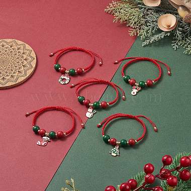 Christmas Themed Alloy Enamel Charm Bracelet(BJEW-JB09928)-7