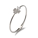 Rack Plating Brass Pave Clear Cubic Zirconia Clover & Heart Hinged Bangles(BJEW-H616-01P)-1