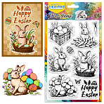 PVC Plastic Clear Stamps, for DIY Scrapbooking, Photo Album Decorative, Cards Making, Rabbit, 160x110mm(DIY-WH0618-0315)