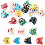14Pcs 7 Colors Handmade Lampwork Beads, Fish, Mixed Color, 17~19x19~21x10~11mm, Hole: 1.4mm, 2pcs/color(LAMP-TA0002-43)