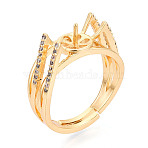 Cat Head Shape Brass Micro Pave Clear Cubic Zirconia Cup Peg Ring Settings, Adjustable Ring Settings for Half Drilled Beads, Cadmium Free & Nickel Free & Lead Free, Real 18K Gold Plated, 7~8mm, Inner Diameter: 17~18mm(KK-T076-13G)