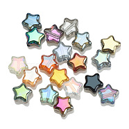 Electroplate Glass Beads, Transparent/Opaque/Half Plated, Star, Mixed Color, 8x4mm, Hole: 1mm(RABO-PW0001-072F)
