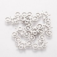 304 Stainless Steel Charms, Bicycle, Stainless Steel Color, 9.2x13.8x1mm, Hole: 1.5mm(STAS-Q201-T210)