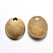 Tibetan Style Alloy Stamping Blank Tag Charms Pendants,  Oval, Cadmium Free & Nickel Free & Lead Free, Antique Bronze, 10x8x1.5mm, Hole: 1mm(TIBEP-10X8-AB-FF)