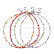 Glass Seed Beaded Necklace, with Alloy Clasps, Mixed Color, 16.65~16.73 inch(42.3~42.5cm)(NJEW-JN04493)