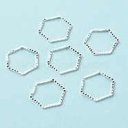 Brass Linking Rings, Long-Lasting Plated, Cadmium Free & Lead Free, Hexagon, 925 Sterling Silver Plated, 12x13.5x1mm, Inner Diameter: 10.5x12mm(KK-F831-013C-S-RS)