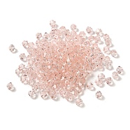 Transparent Glass Beads, Faceted, Bicone, Pink, 3.5x3.5x3mm, Hole: 0.8mm, 720pcs/bag. (G22QS-16)