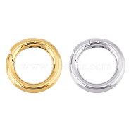 2Pcs 2 Style Ion Plating(IP) 304 Stainless Steel Spring Gate Rings, Snap Clasps, Round Rings, Golden & Stainless Steel Color, 20.5x3.5mm, Inner Diameter: 13mm, 1pc/color(STAS-UN0033-62)