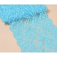 Lace Trim, Polyester Ribbon for Jewelry Making, Sky Blue, 5-7/8 inch(150mm)(OCOR-WH0060-17E-10)