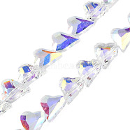 Electroplate Transparent Glass Beads Strands, AB Color Plated, Faceted, Heart, Clear AB, 12x10x5mm, Hole: 1mm, about 60Pcs/strand, 24.41 inch(62cm)(EGLA-N002-44-01)