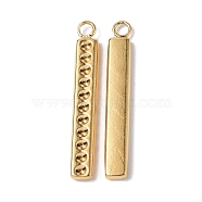 Ion Plating(IP) 304 Stainless Steel Pendant Cabochon Settings, Rectangle Charm, Bar Charm, Real 18K Gold Plated, Fit: 1.2mm Rhinestone, 25x3.5x1.8mm, Hole: 1.8mm(STAS-C066-15G)