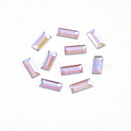 Glass Rhinestone Cabochons, Nail Art Decoration Accessories, Faceted, Rectangle, Lilac, 7x3x1mm(MRMJ-N027-046)