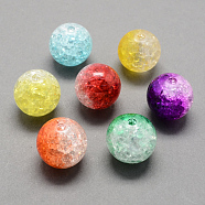 Two Tone Transparent Crackle Acrylic Beads, Half Spray Painted, Round, Mixed Color, 16mm, Hole: 2.5mm, about 210pcs/500g(CACR-R009-16mm-M)